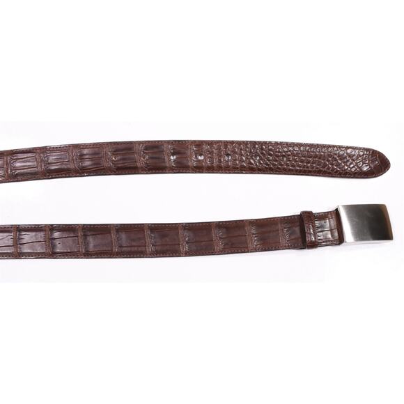 Trafalgar Covington Genuine Matte Alligator Brown Men's Belt Silver Buckle - Picture 2 of 6